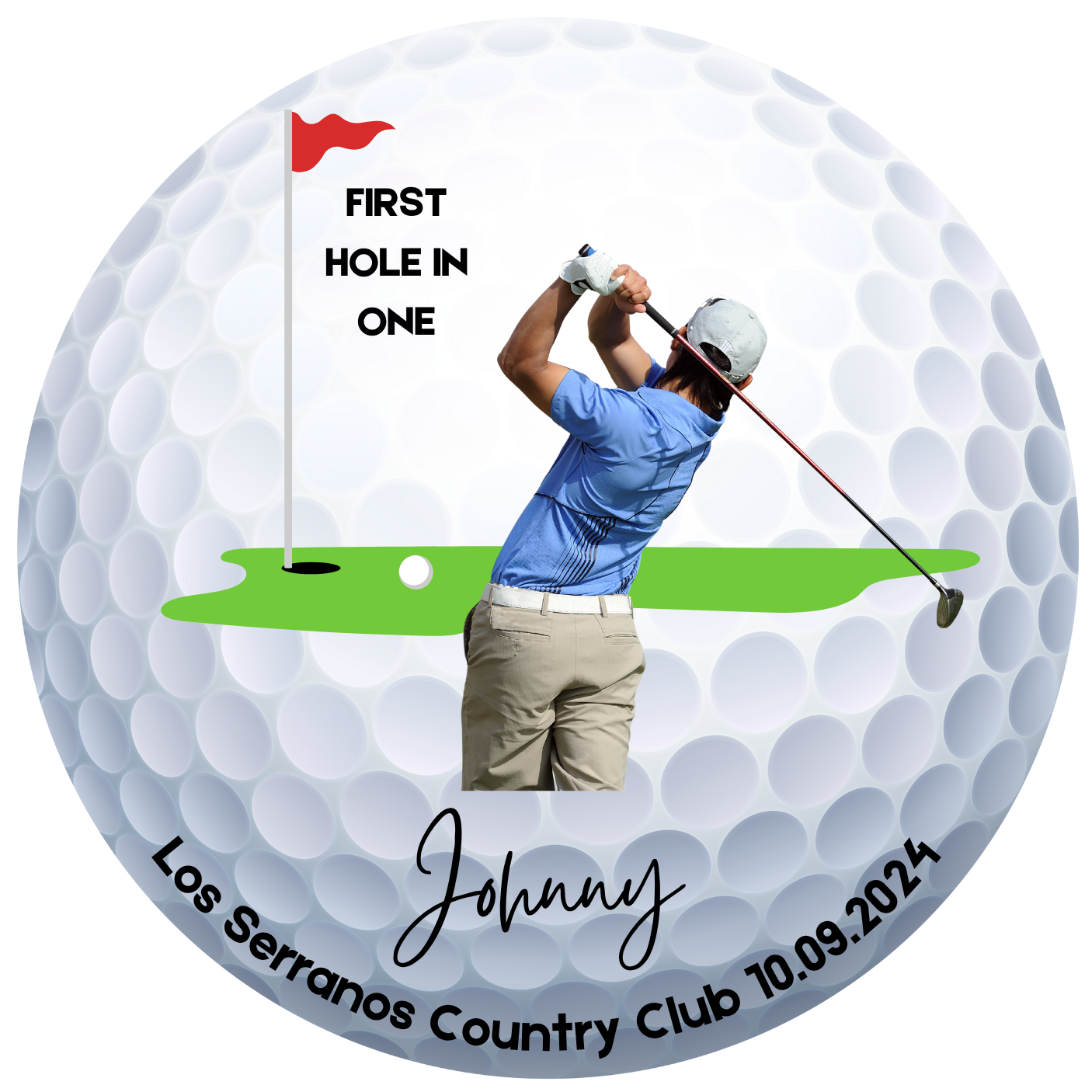 Ceramic Ornament - Personalized Golf First Hole in One Decoration