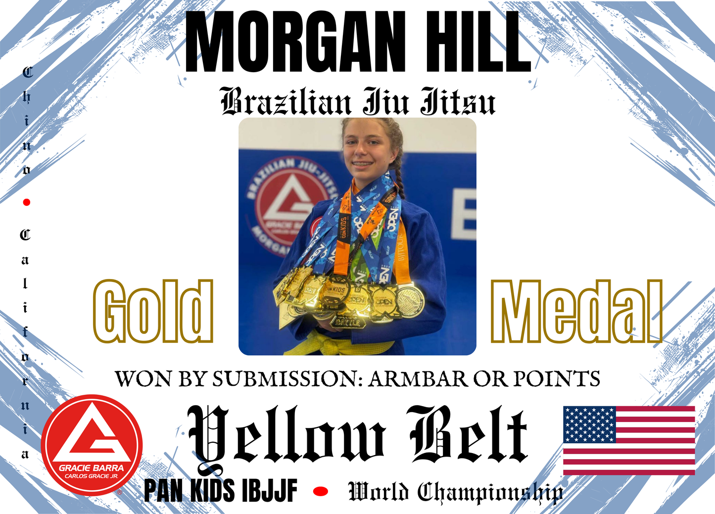 Personalized Photo Block - Kids Martial Art - BJJ - Judo Tournament Keepsake - White Blue