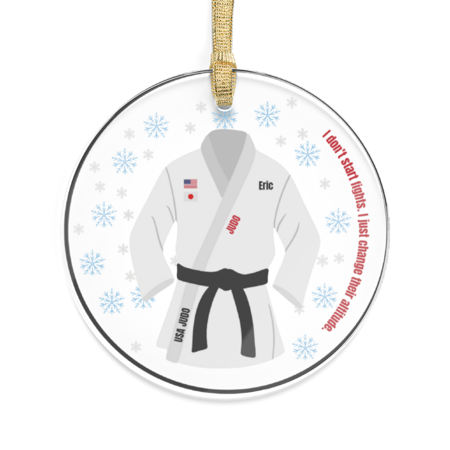 Personalized Judo/BJJ Christmas Ornaments - Acrylic