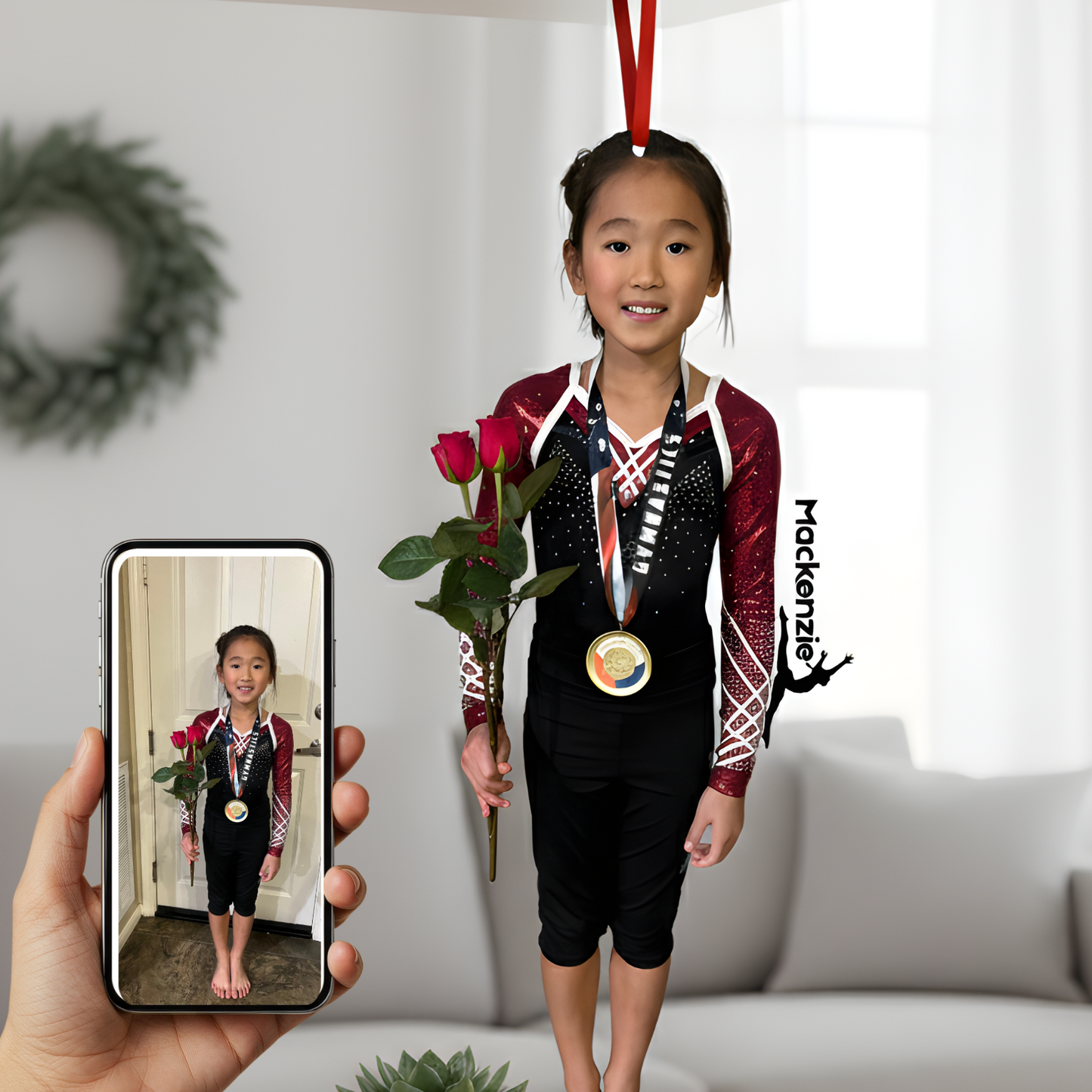 Custom Cut Gymnastic Photo Acrylic Ornament