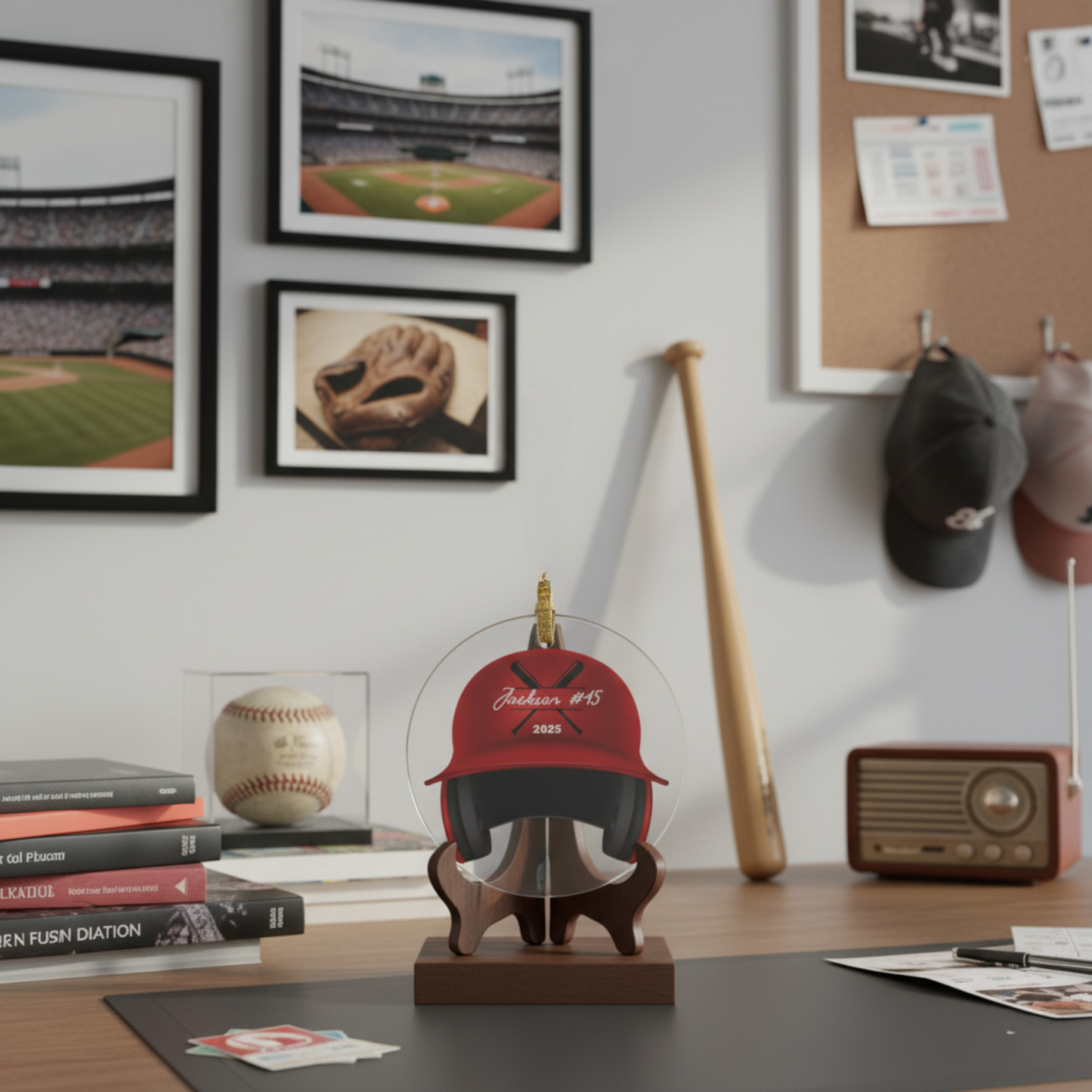 Personalized Baseball Helmet Christmas Ornaments - Acrylic