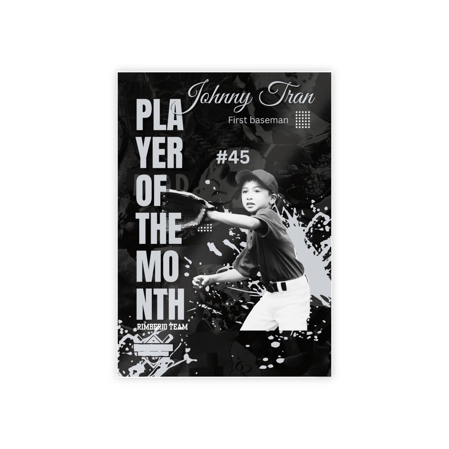 Personalized MVP Player of the Month Baseball Poster