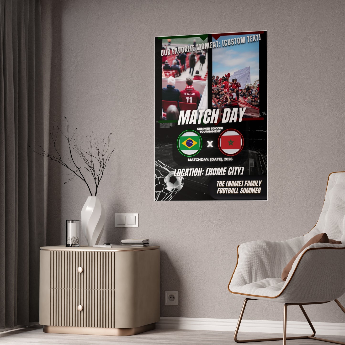 Personalized 2026 Soccer Family Watch Party Gloss Poster