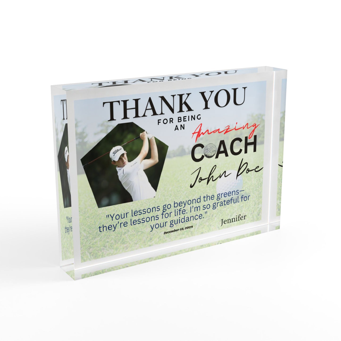 Personalized Golf Photo Block - Perfect Gift for Coaches and Golf Lovers