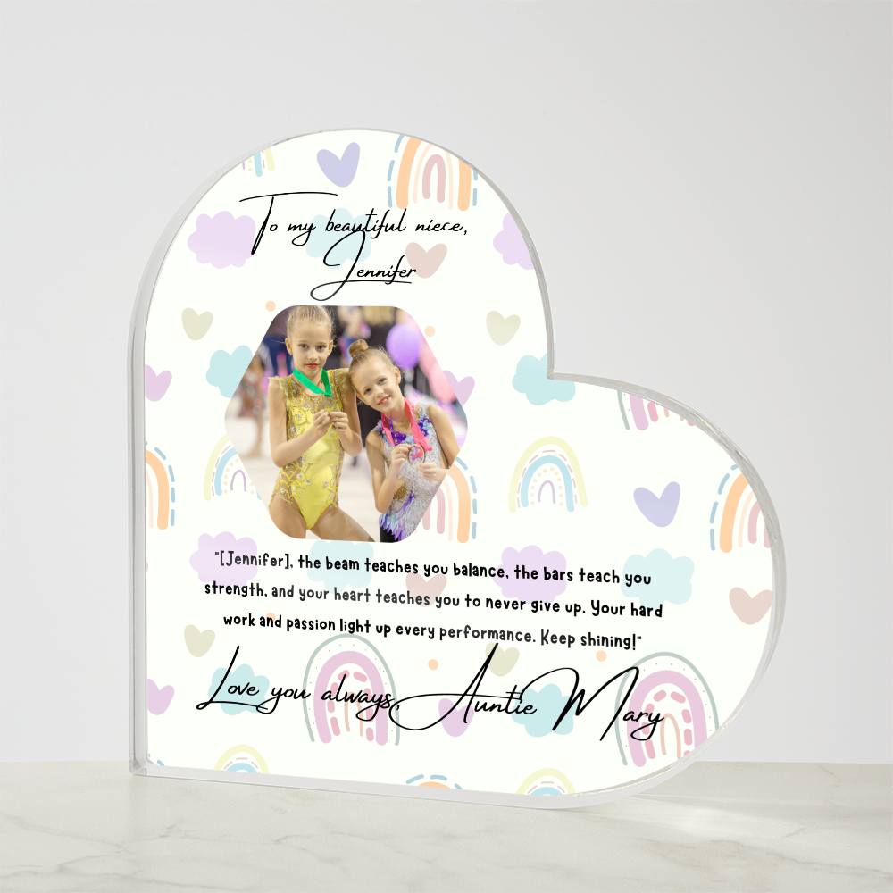 Personalized Gymnast Heart Plaque from Auntie – A Heartfelt Tribute