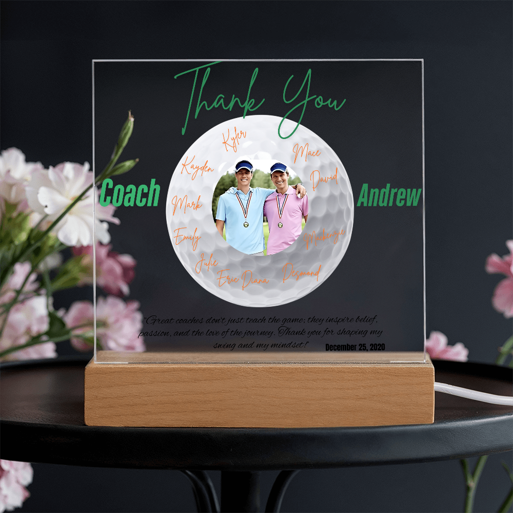 Personalized Thank You Coach Custom Acrylic Plaque LED