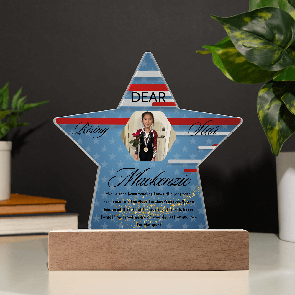 Personalized Raising Star USA Theme Plaque with LED Base