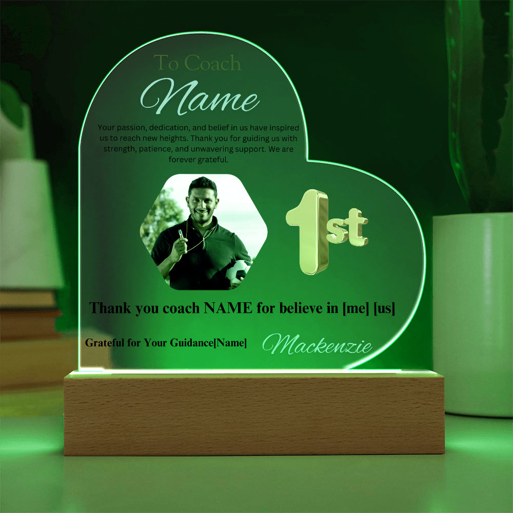 Personalized My Coach My Hero Heart Shape Acrylic Plaque