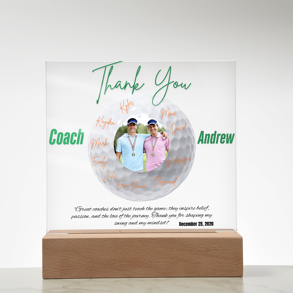 Personalized Thank You Coach Custom Acrylic Plaque LED