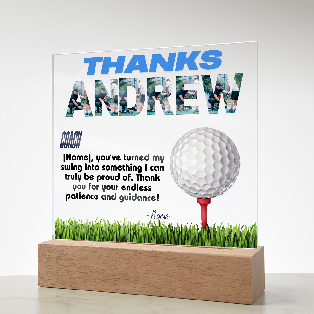 Personalized Thank You Coach Custom Acrylic Plaque LED
