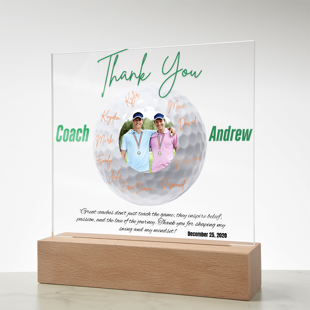 Personalized Thank You Coach Custom Acrylic Plaque LED