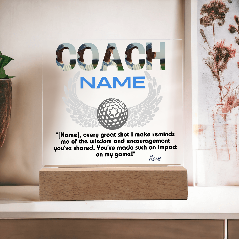 Personalized Golf Thank You Coach Custom Acrylic Plaque LED