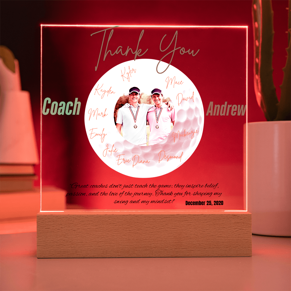 Personalized Thank You Coach Custom Acrylic Plaque LED
