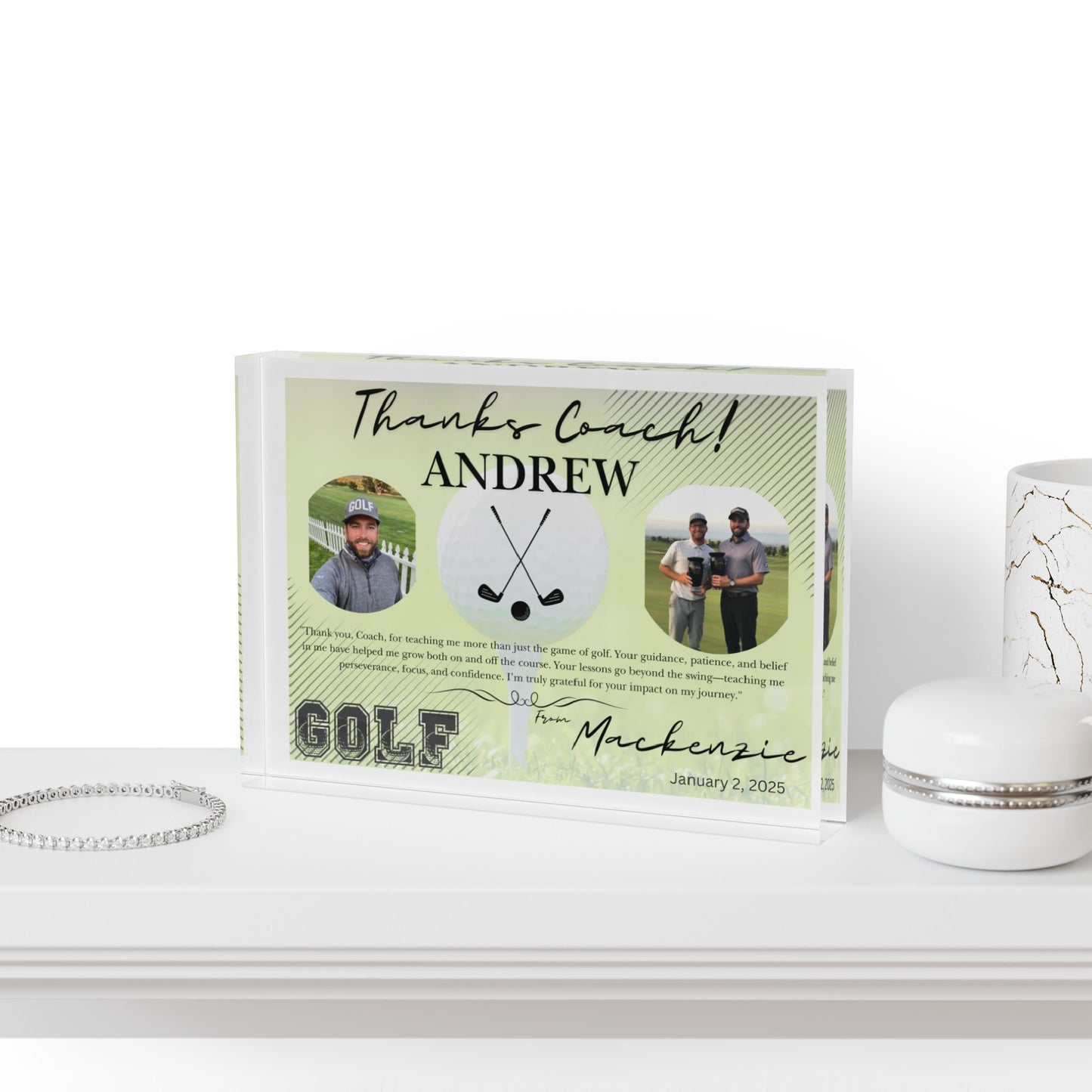 Personalized Thank You Coach Golf Photo Block