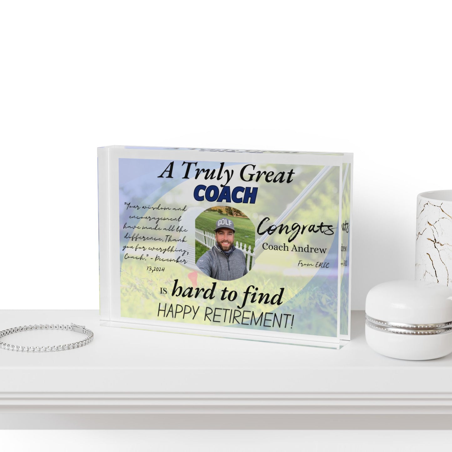 Personalized Retirement Photo Block for Coaches - Customizable Gift