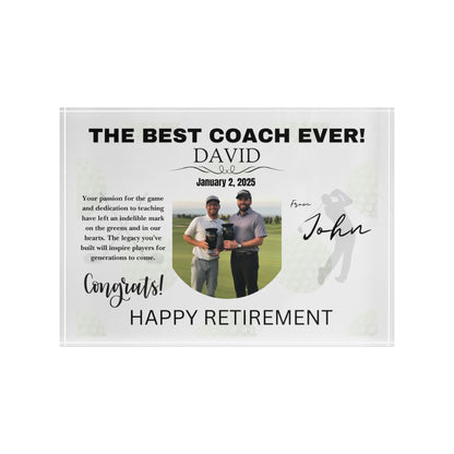 Personalized Retirement Photo Block for Coaches or Athletes - Customizable Gift with Inspiring Message