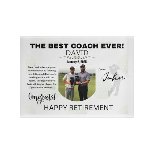 Personalized Retirement Photo Block for Coaches or Athletes - Customizable Gift with Inspiring Message