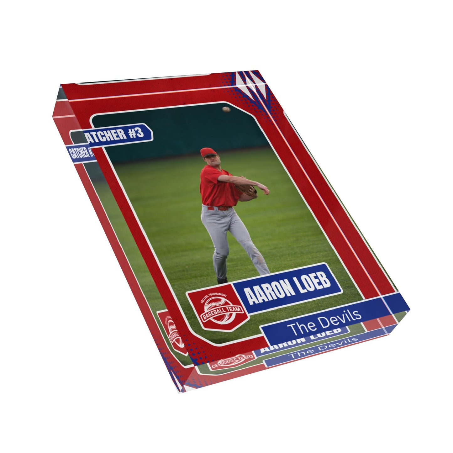 Baseball Card Photo Block - Red Frame