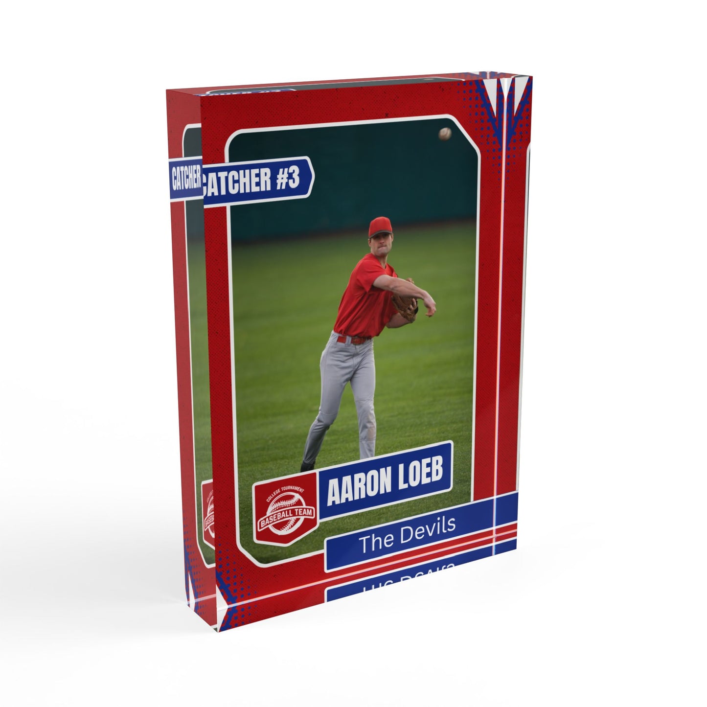 Baseball Card Photo Block - Red Frame