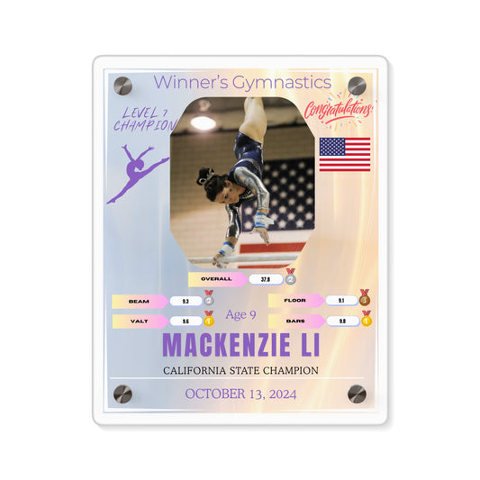 Personalized Acrylic Wall Art Panel for Gymnastics Champions