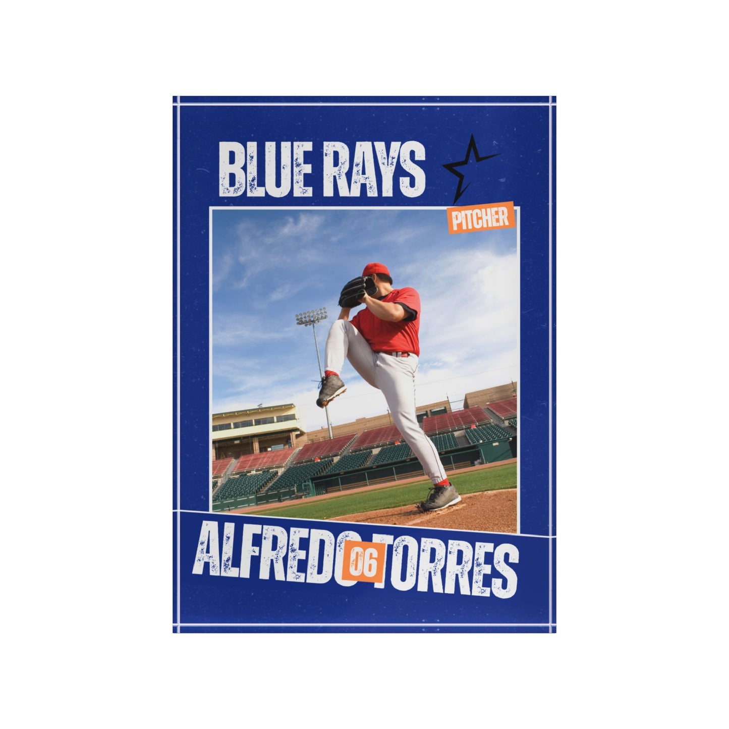 Baseball Card Photo Block - Blue Design