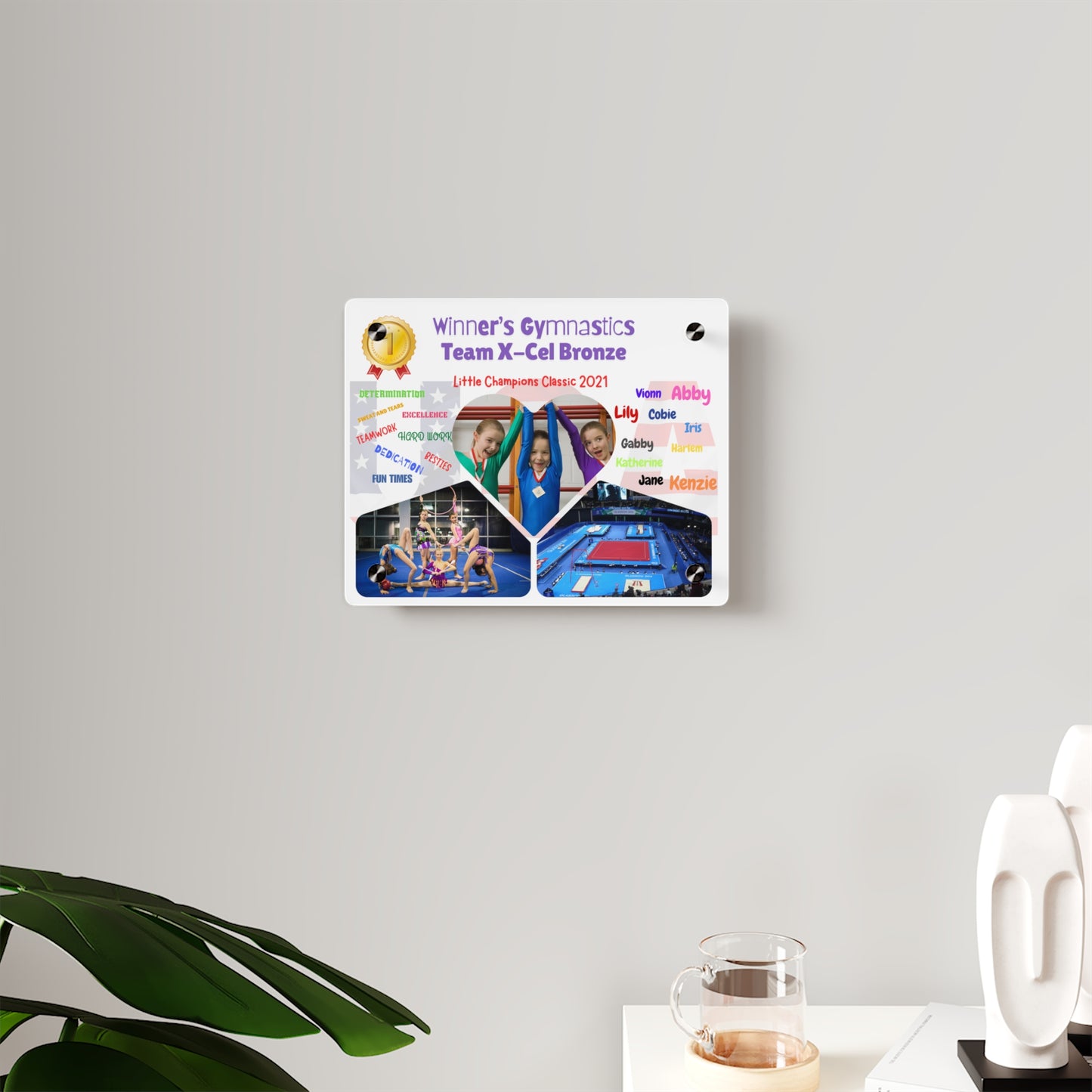 Personalized Acrylic Wall Art Panel -  Gymnastics Team USA Theme
