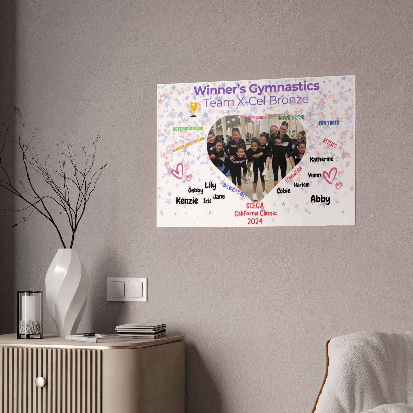 Personalized Gymnastics Wall Art, Custom Gloss Posters