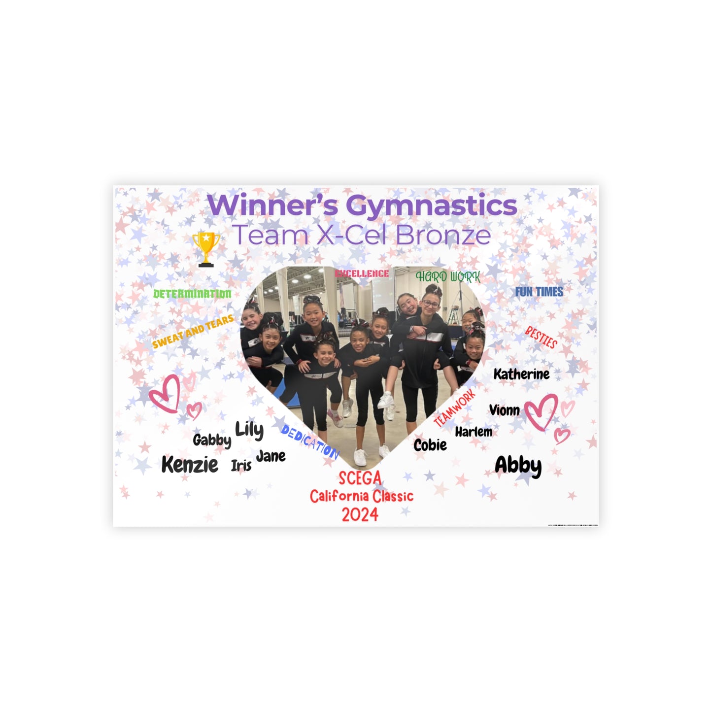 Personalized Gymnastics Wall Art, Custom Gloss Posters
