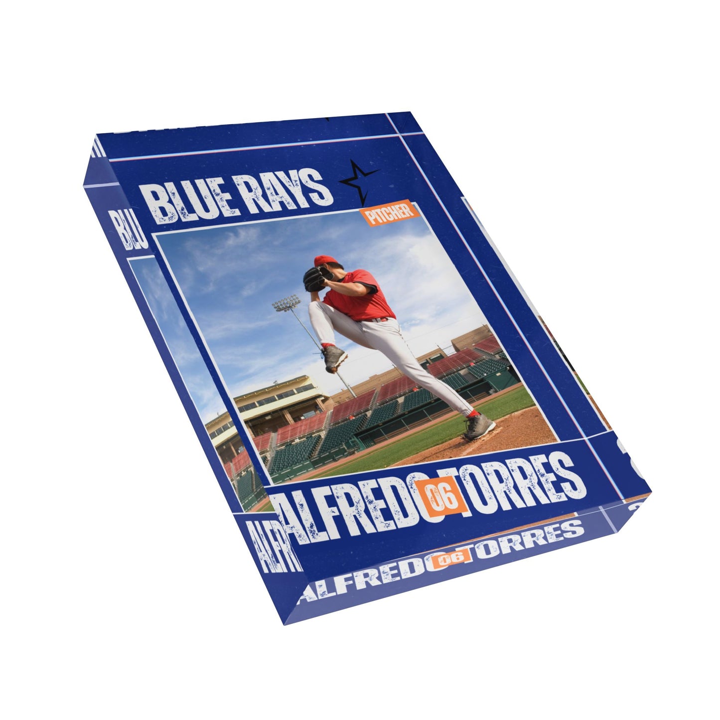 Baseball Card Photo Block - Blue Design
