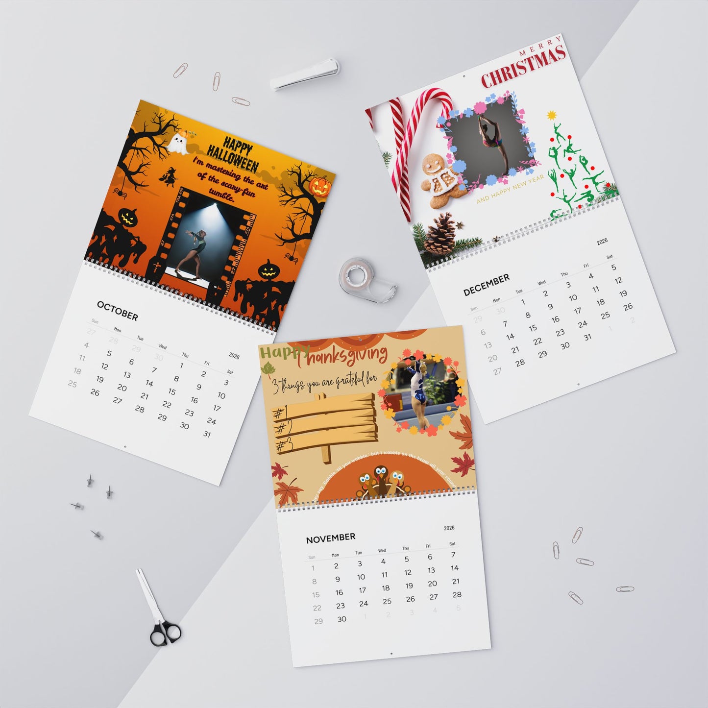 Personalized 2026 Gymnastics Wall Calendar — Custom Photo & Events