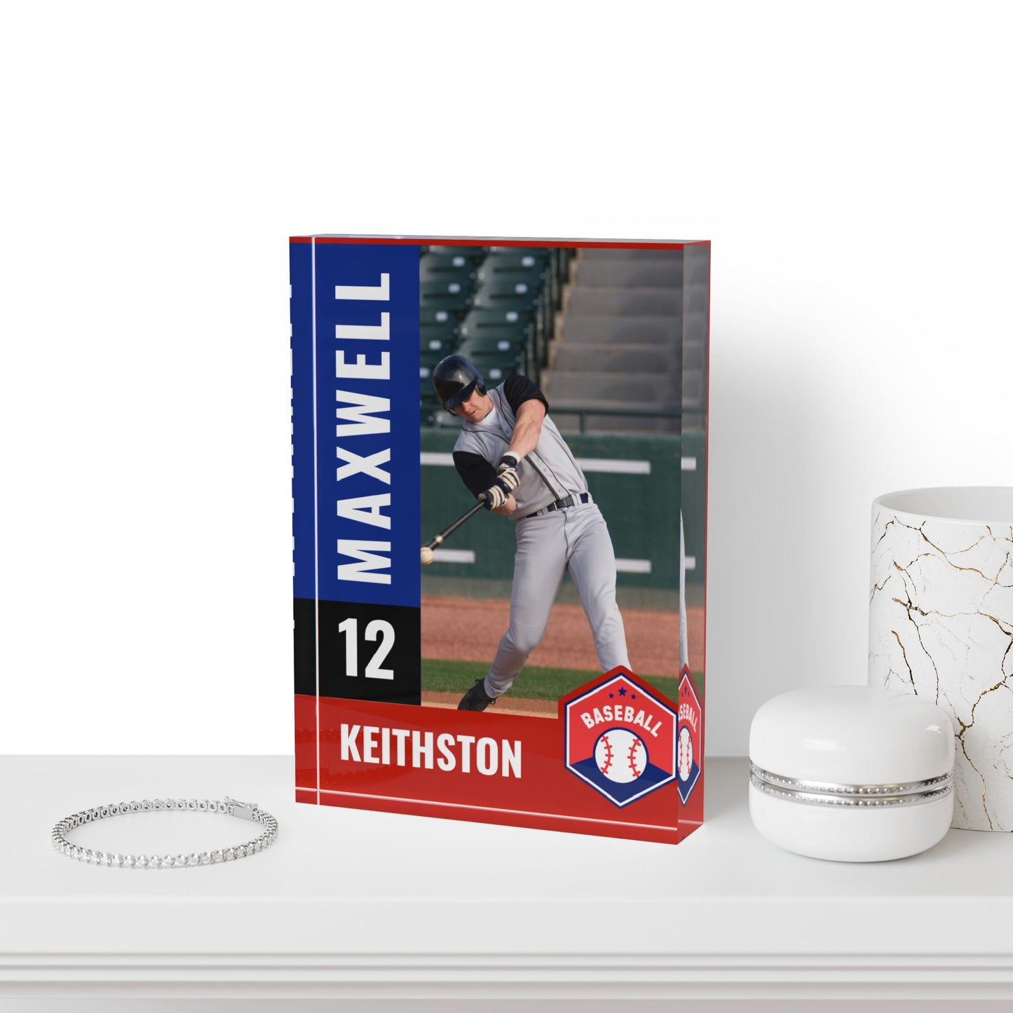 Baseball Card Photo Block - Blue Star