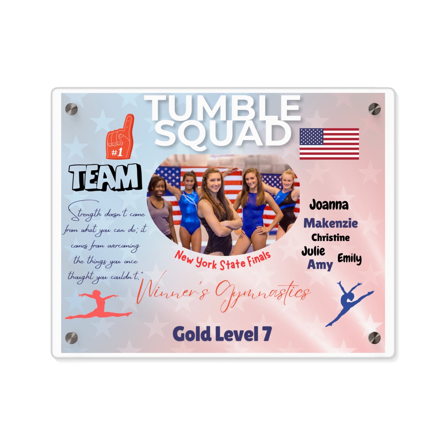 Personalized Acrylic Wall Art Panel -  Gymnastics Team Competition Events