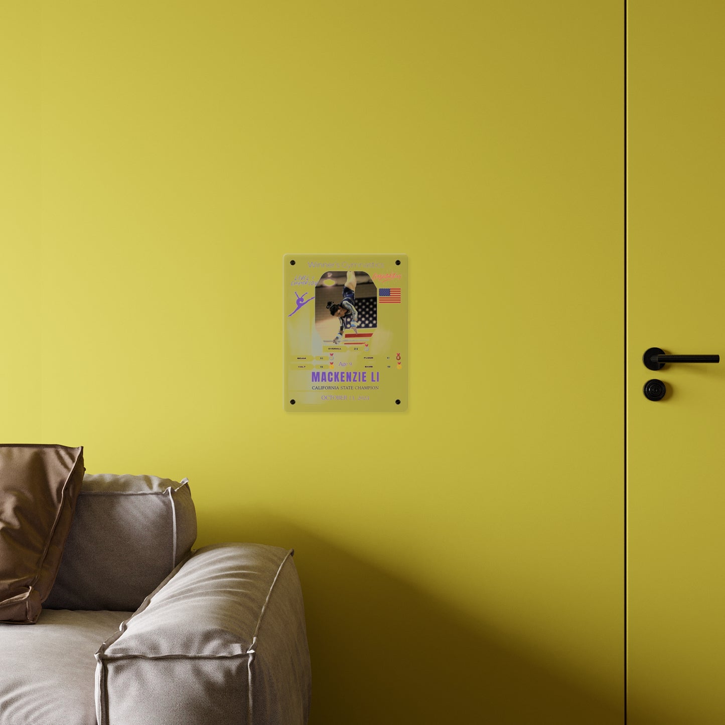 Personalized Acrylic Wall Art Panel for Gymnastics Champions