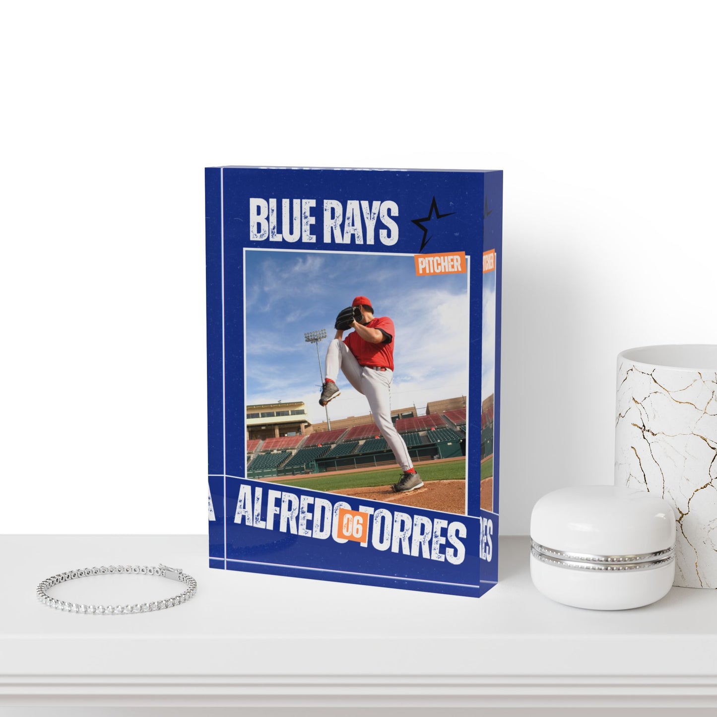 Baseball Card Photo Block - Blue Design