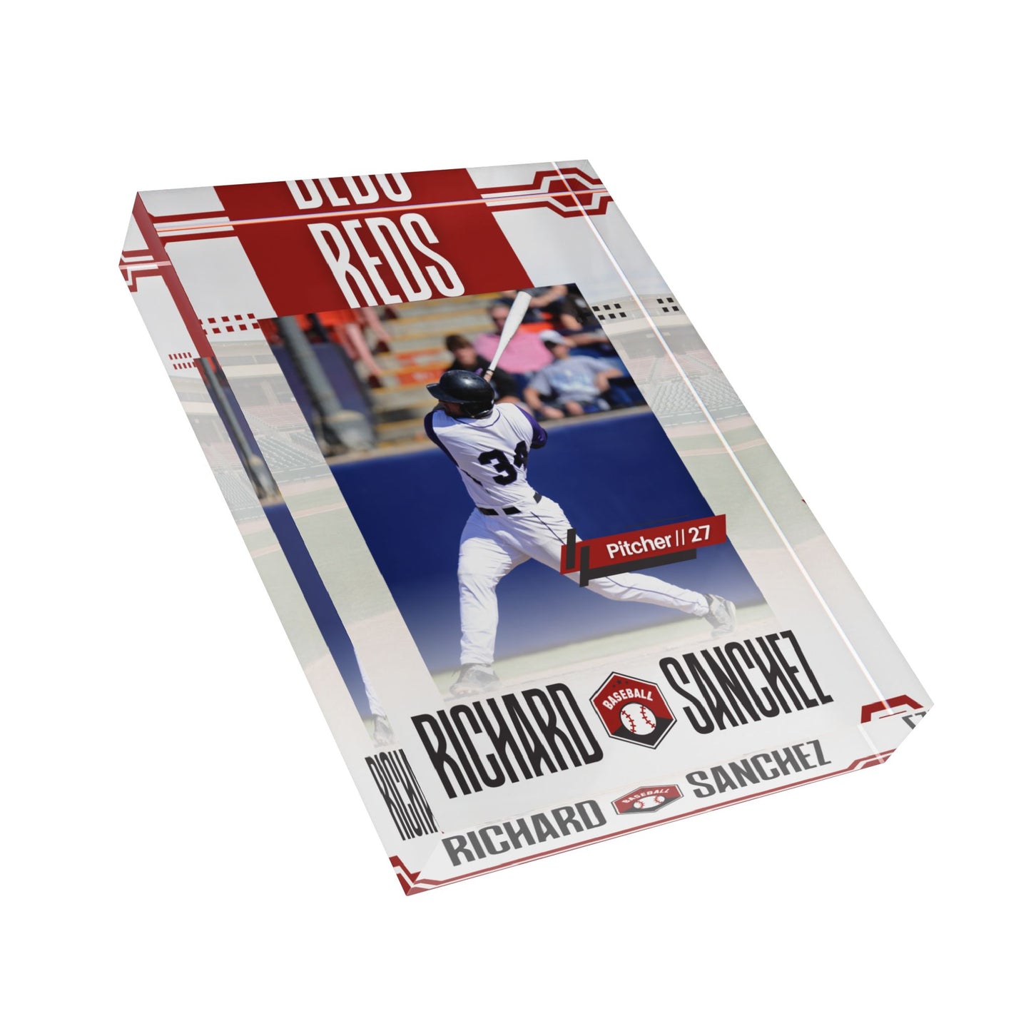 Baseball Card Photo Block - Red Border Design
