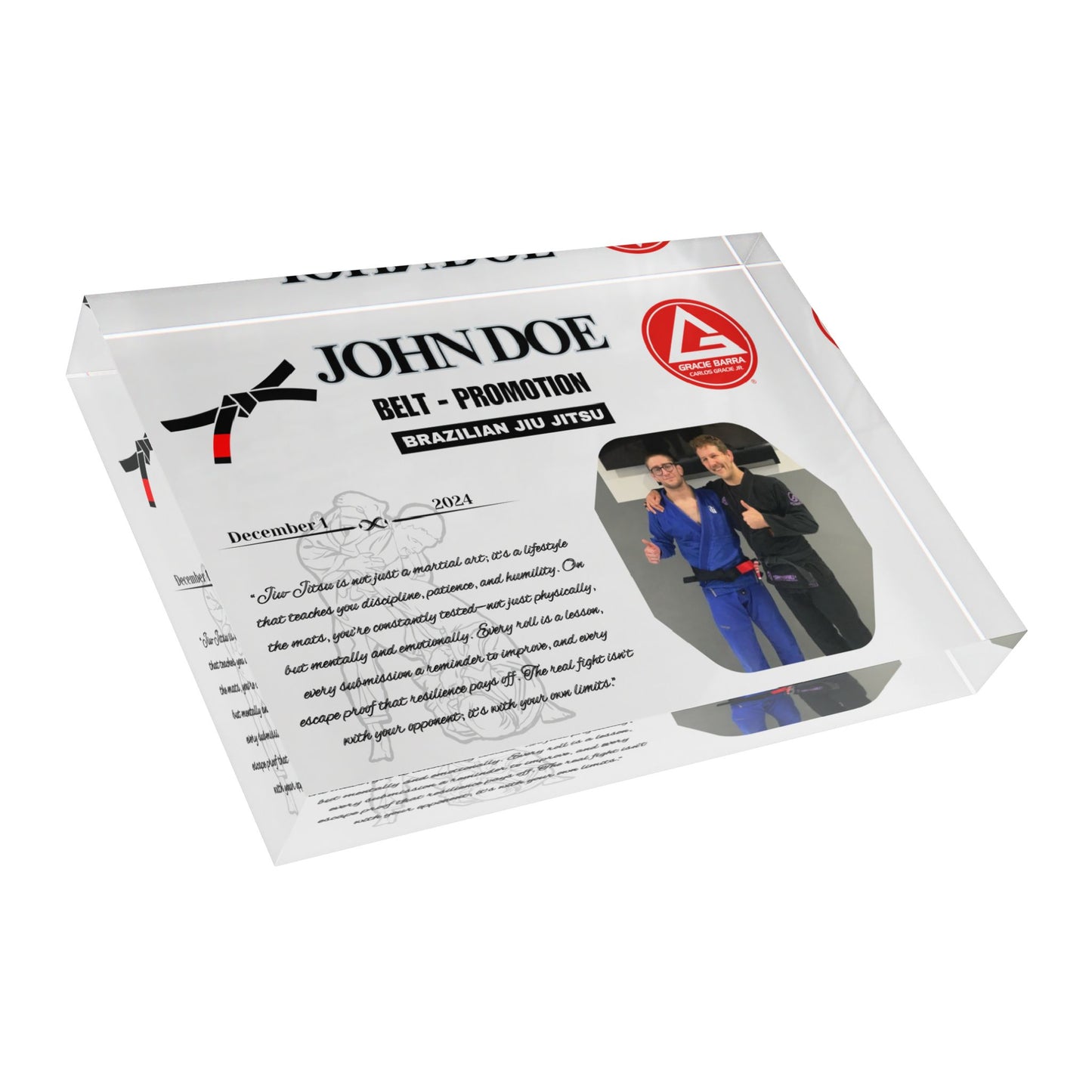 Personalized Photo Block,  BJJ, Judo Belt Promotion, Gift for Him and Her, Family Gifts