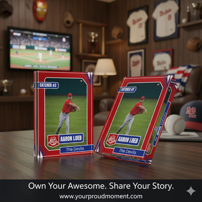 Baseball Card Photo Block - Red Frame