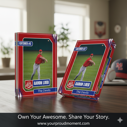 Baseball Card Photo Block - Red Frame