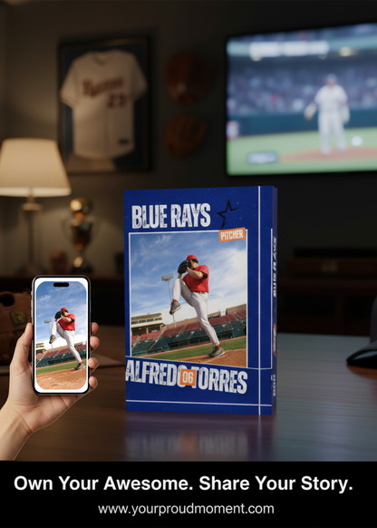 Baseball Card Photo Block - Blue Design
