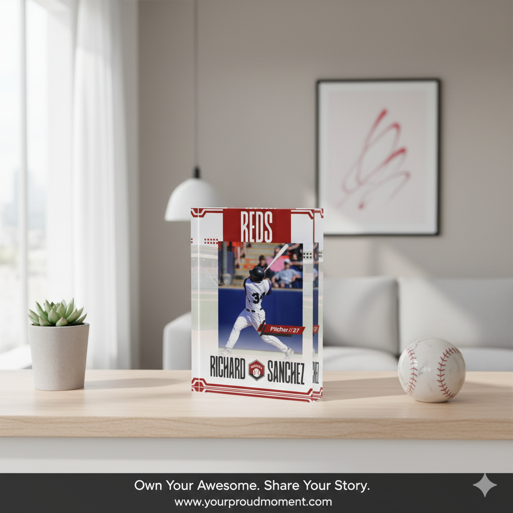 Baseball Card Photo Block - Red Border Design