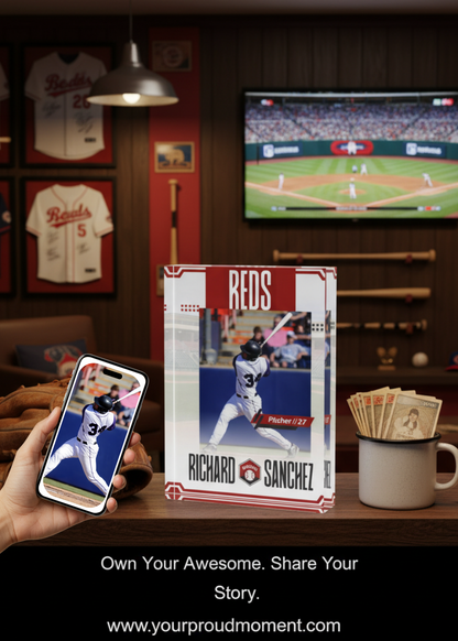 Baseball Card Photo Block - Red Border Design