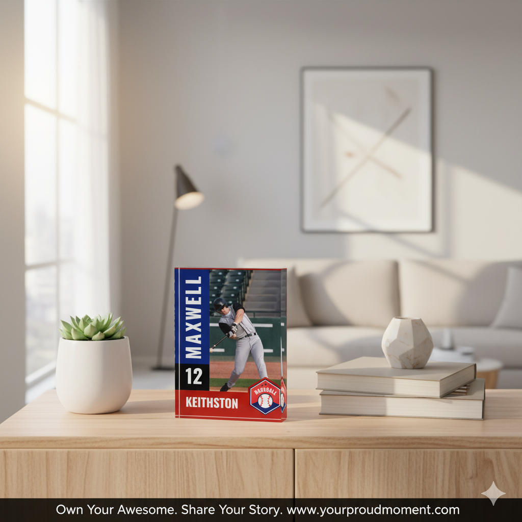 Baseball Card Photo Block - Blue Star