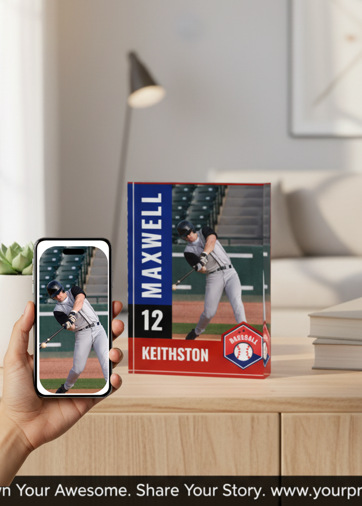 Baseball Card Photo Block - Blue Star