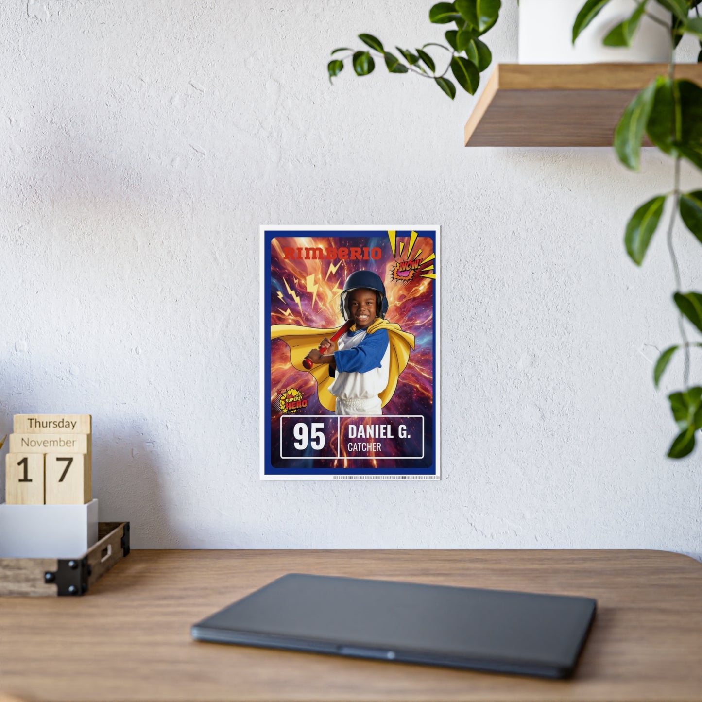 Personalized Thunderbolt Superhero Baseball Poster