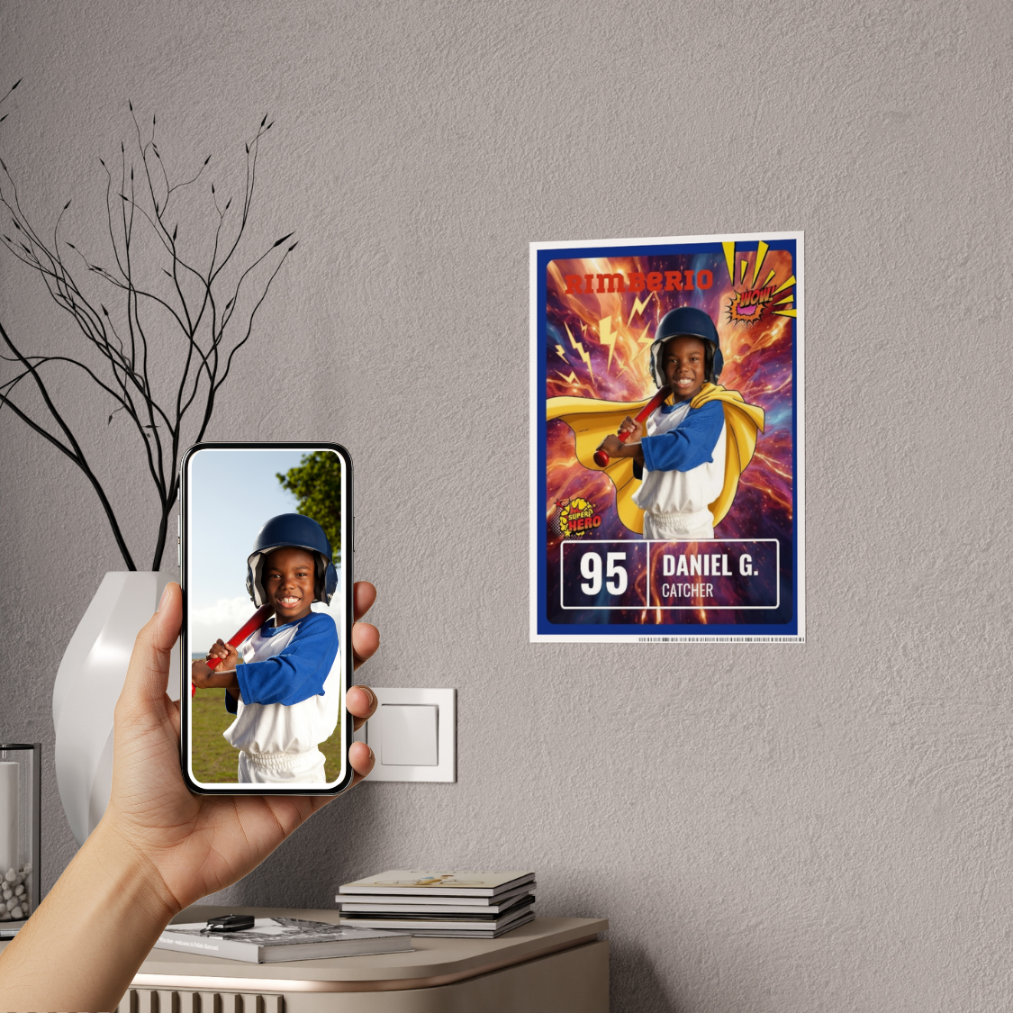 Personalized Thunderbolt Superhero Baseball Poster