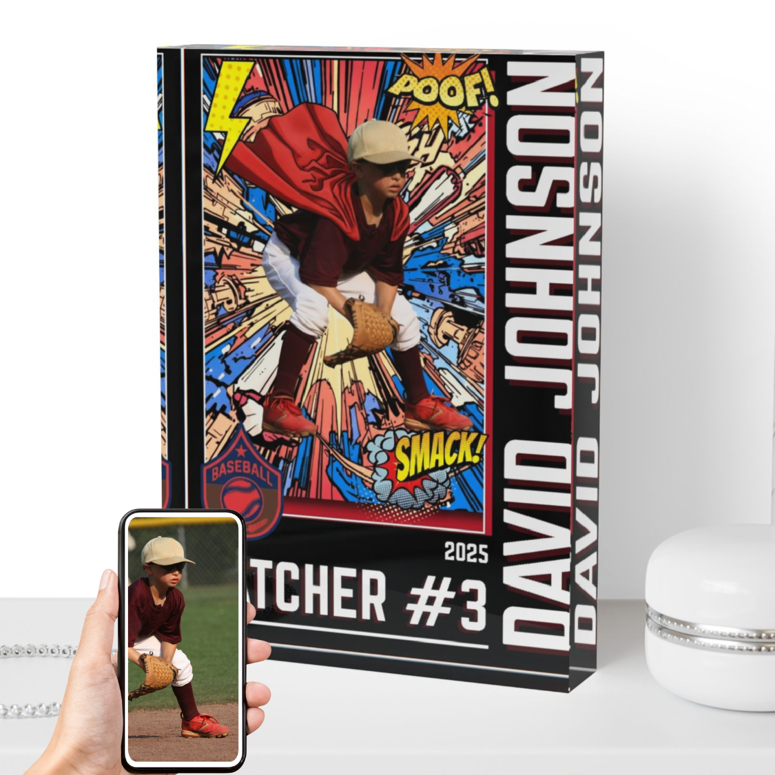 Photo Block - Personalized Flashdash Superhero Baseball Theme