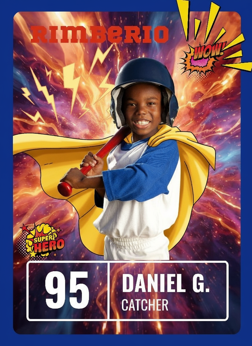 Photo Block - Personalized Thunderbolt Superhero Baseball Theme