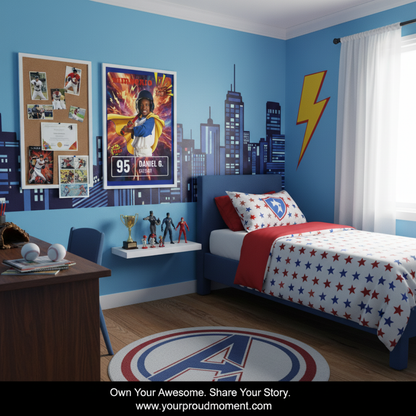 Photo Block - Personalized Thunderbolt Superhero Baseball Theme
