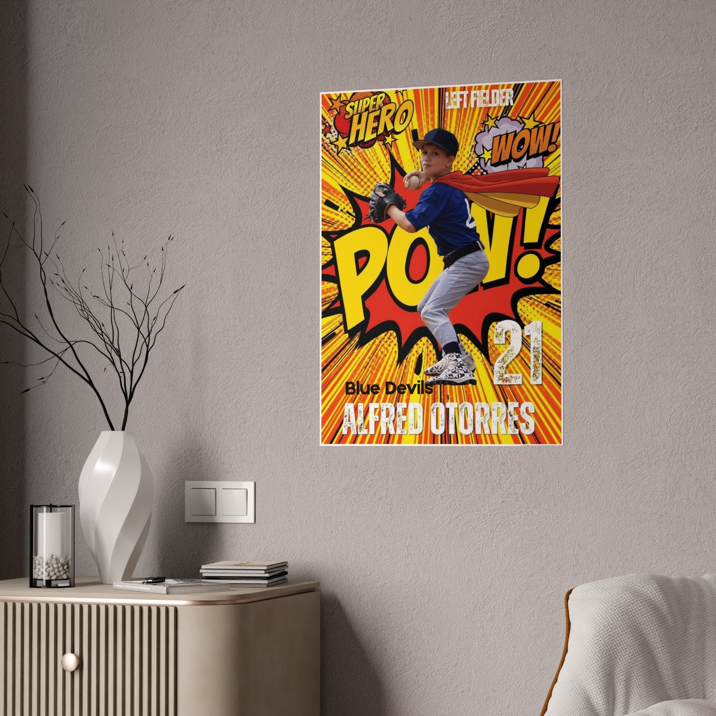 Personalized PowerSurge Superhero  Baseball Posters