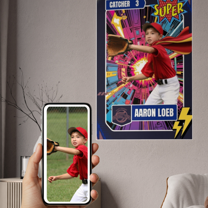 Personalized Iron Vortex Superhero Baseball Poster